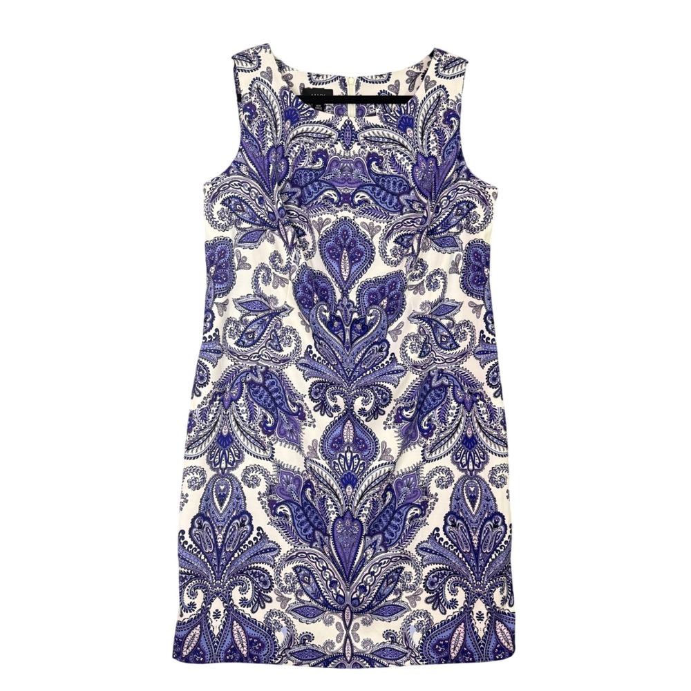 ALYX Women's 14W‎ Paisley Print Sleeveless Sheath Dress Blue White